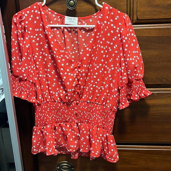 Red Flower Top - Picture 1 of 4